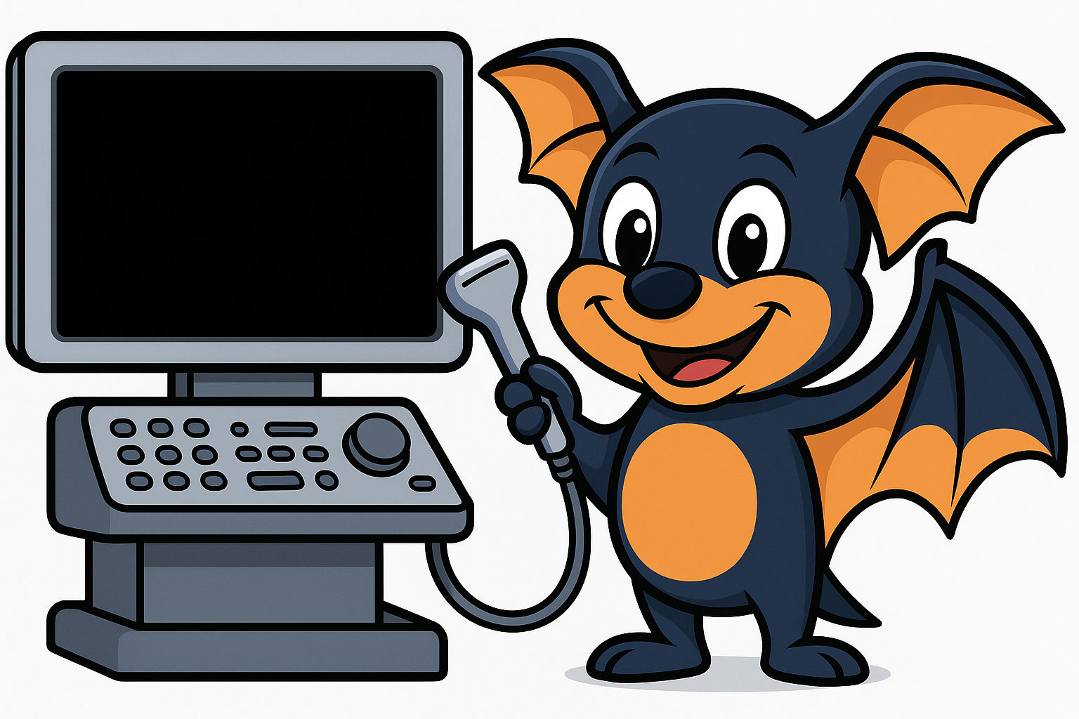 Fledermaus mit Ultraschallgerät