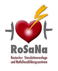 Logo Herz mit Blitz Rosana Rostocker Simulationsanlage und Notfallausbildungszentrum, radiologie rostock