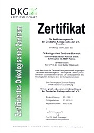 Zertifizierung durch die Deutsche Krebsgesellschaft e.V. im Rahmen des Onkologischen Zentrums Rostock an der Universitätsmedizin Rostock 1