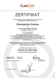 Zertifizierung des Qualitätsmanagementsystems nach DIN EN ISO 9001:2008 im Rahmen des Onkologischen Zentrums 1